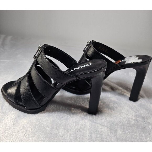 DKNY Open Toe Stiletto Zip Buckle Slip On Mules-Black-SZ 8M - Picture 3 of 8
